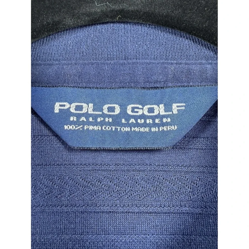 Polo Golf Ralph Lauren Blue Textured Cable Knit Pima Cotton Polo Shirt Men M